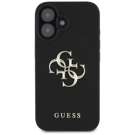 Guess Genarbtes Großes 4G Logo Kleines Klassisches Logo - Hülle für iPhone 16 (schwarz)