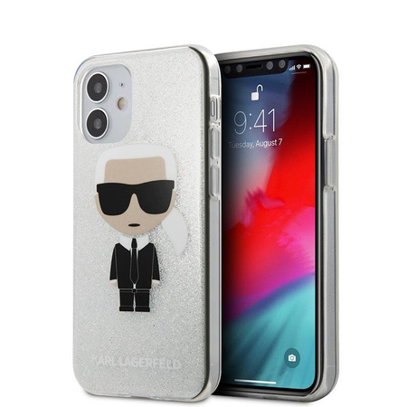 Karl Lagerfeld Iconik Glitter - iPhone 12 Mini tok (ezüst)
