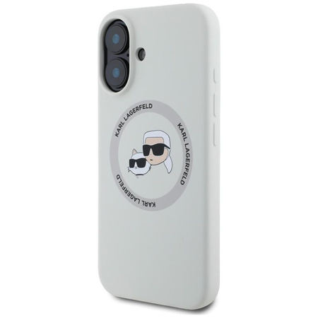 Karl Lagerfeld Silikon Doppelköpfe und Kreis MagSafe - Hülle für iPhone 16 (beige)