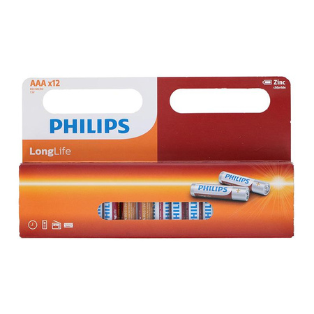 Philips LongLife - AAA / R03 1,5V cink elemkészlet 12 db.