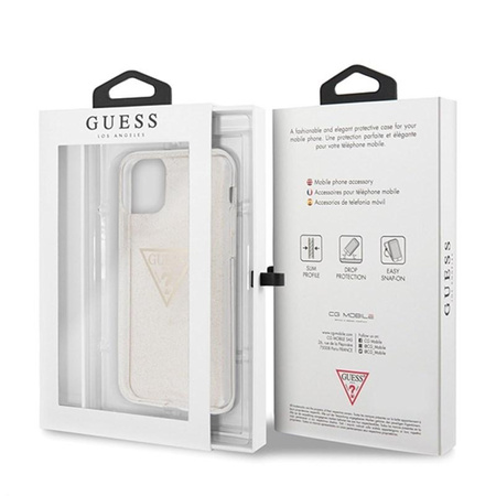 Guess Solid Glitter Triangle - Coque iPhone 11 Pro (Or)