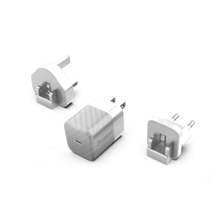 Energizer Ultimate - Multiplug EU / UK / US GaN USB-C 20W PD travel charger (Silver)
