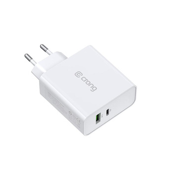 Crong Dual-Port Travel Charger - USB-A + USB-C Power Delivery 45W Charger (white)