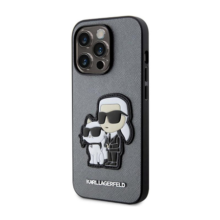 Karl Lagerfeld NFT Saffiano Karl & Choupette - Coque iPhone 14 Pro (Argent)