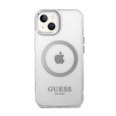 Guess Metal Outline MagSafe - iPhone 14 Case (Transparent / Silver)