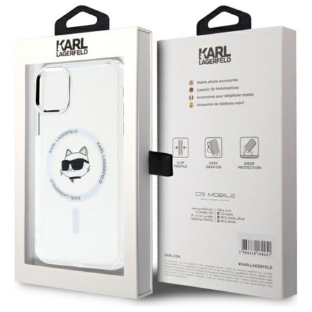 Karl Lagerfeld IML Metal Choupette Head MagSafe - Hülle für iPhone 11 (weiß)