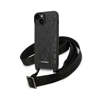 Karl Lagerfeld Monogram Plaque Logo Strap - iPhone 14 Plus Tasche (schwarz)