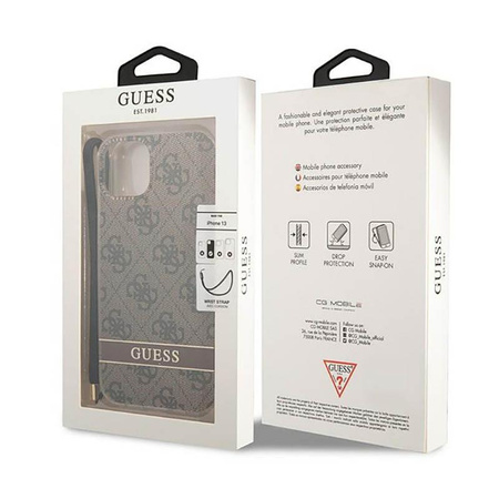 Guess 4G Print Cord - pouzdro pro iPhone 14 (hnědé)