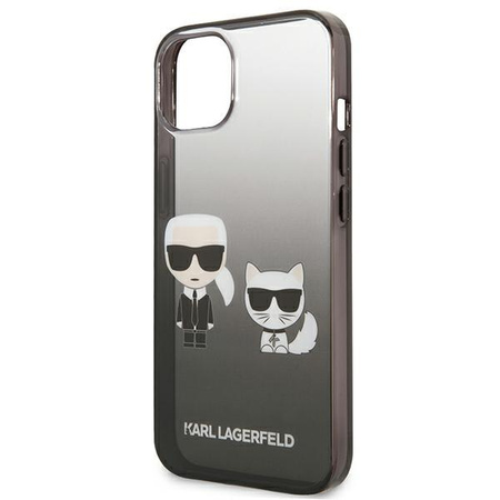Karl Lagerfeld Gradient Ikonik Karl & Choupette - pouzdro pro iPhone 13 mini (černé)