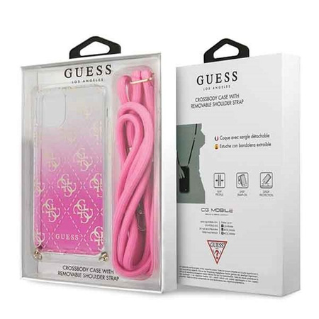 Guess 4G Gradient Hard Case - tok levehető kulccsal iPhone 11 (rózsaszín)