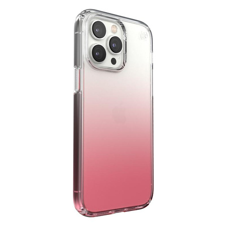 Speck Presidio Perfect-Clear + Ombre - pouzdro pro iPhone 14 Pro Max s povrchovou úpravou MICROBAN (čiré / Vintage Rose Fade)