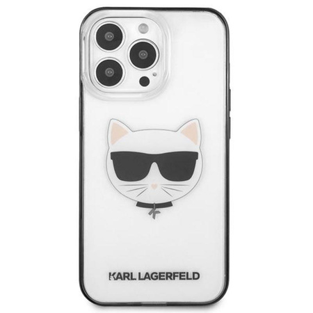 Karl Lagerfeld Choupette Head - iPhone 13 Pro Tasche (klar / schwarzer Rahmen)