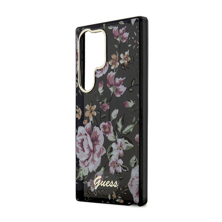 Guess Flower Collection - pouzdro pro Samsung Galaxy S23 Ultra (černé)