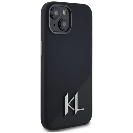 Karl Lagerfeld Silikon Shadow Metal Initial MagSafe - Hülle für iPhone 15 (schwarz)