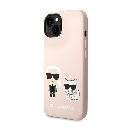 Karl Lagerfeld Flüssigsilikon Karl & Choupette MagSafe - iPhone 14 Hülle (rosa)