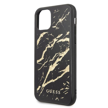 Guess Marmor Glas Gold Glitter - iPhone 11 Pro Max Tasche (schwarz)
