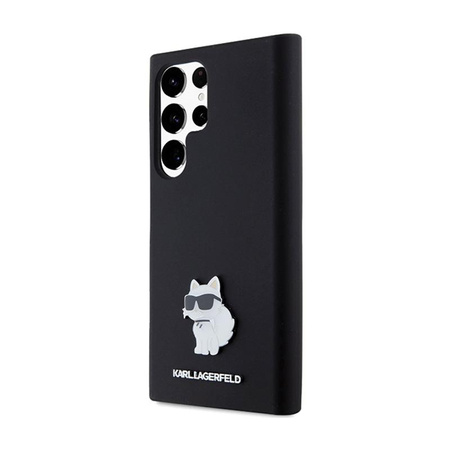 Karl Lagerfeld Silicone Choupette Metal Pin - Tasche Samsung Galaxy S24 Ultra (czarny)