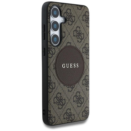 Guess 4G Round Patch Classic Logo MagSafe - Pouzdro pro Samsung Galaxy S25 (hnědý)