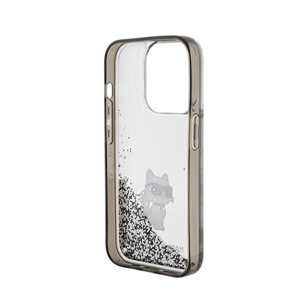 Karl Lagerfeld Liquid Glitter Choupette - pouzdro pro iPhone 15 Pro (průhledné)