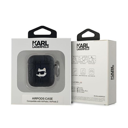 Karl Lagerfeld Monogram Choupette Head - pouzdro na AirPods 1/2 generace (černé)