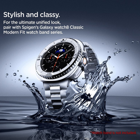 Spigen Bezel Tune Pro Pilot - Pouzdro / Ochranný kroužek pro Samsung Galaxy Watch 8 Classic 46 mm (Stříbrný)