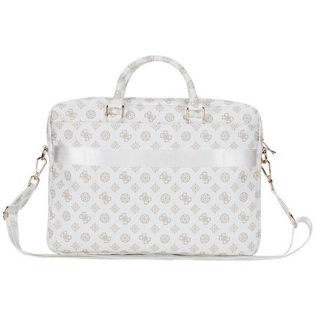 Guess 4G Peony Front Pocket Zipper Triangle Logo - 16" Notebook Bag (white)