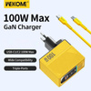 WEKOME WP-U155 Tint Series - 2x USB-C & USB-A Super Fast Charger GaN 100W Power Charger (Yellow)