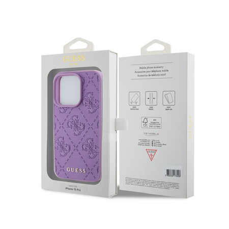 Guess Leather 4G Stamped - iPhone 15 Pro Case (violet)