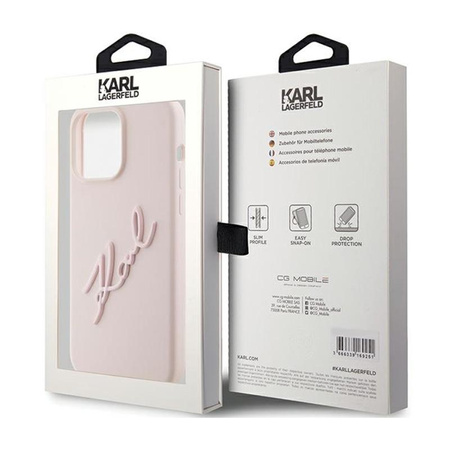 Karl Lagerfeld Silicone Karl Script - Hülle für iPhone 15 Pro Max (Pink)