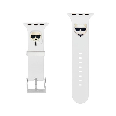 Karl Lagerfeld Silicone Karl & Choupette Heads - Bracelet pour Apple Watch 38/40/41 mm (blanc)