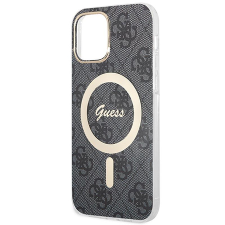 Guess Bundle Pack MagSafe 4G - sada pouzdra pro iPhone 12 / iPhone 12 Pro + nabíječka MagSafe (černá/zlatá)