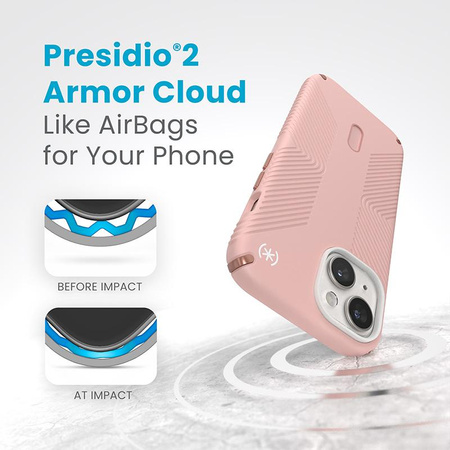 Speck Presidio2 Grip ClickLock & MagSafe - Coque iPhone 15 / iPhone 14 / iPhone 13 (Dahlia Pink/Rose Copper)