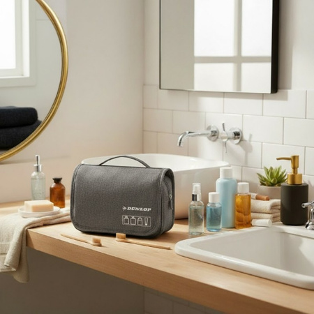 Dunlop – Travel Toiletry Bag with Hanging Hook 25x20x10 cm (Grey)