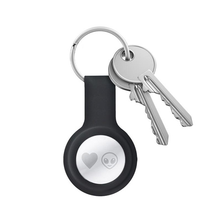 Crong Silikonhülle mit Schlüsselring - Schlüsselanhänger für Apple AirTag (schwarz)