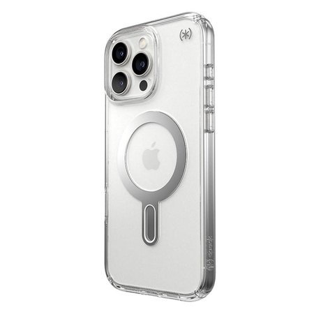 Speck Presidio Perfect-Clear ClickLock & MagSafe - iPhone 16 Pro Max Hülle (Transparent / Chrom-Finish / Serene Silver)