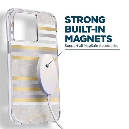 Case-Mate Pearl Stripes MagSafe - Pouzdro zdobené perletí pro iPhone 14 Pro Max (Pearl Stripes)