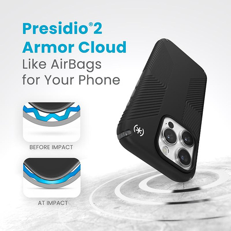 Speck Presidio2 Grip Magsafe - iPhone 15 Pro Case (Black / Slate Grey / White)