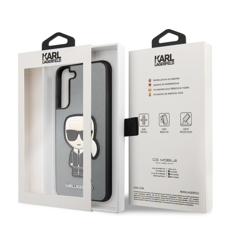 Karl Lagerfeld Saffiano Ikonik Patch - Samsung Galaxy S22+ Tasche (silber)