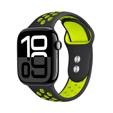 Crong Duo Sport - Řemínek pro Apple Watch 38/40/41/42 mm (černý/limetkový)
