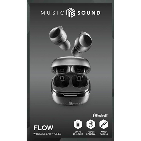 Cellularline Music Sound Flow - Bluetooth V5.3 TWS kabellose Kopfhörer mit Ladetasche (schwarz)