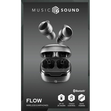 Cellularline Music Sound Flow - V5.3 TWS vezeték nélküli Bluetooth fejhallgató töltőtokkal (fekete)