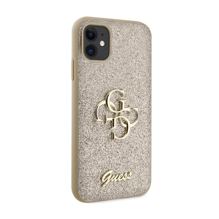 Guess Glitter Script Big 4G - iPhone 11 Case (Gold)