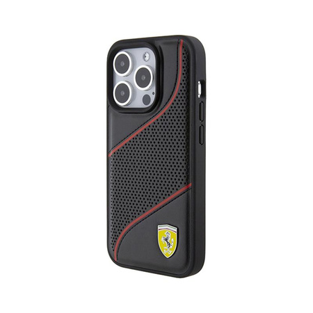 Ferrari Perforated Waves Metal Logo - pouzdro pro iPhone 15 Pro (černé)
