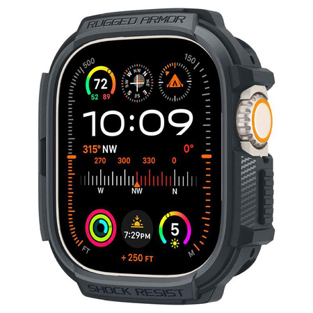 Spigen Rugged Armor - tok Apple Watch Ultra 1/2 49 mm-es órához (sötétszürke)