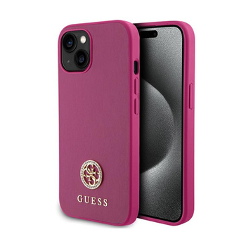 Guess 4G Strass Metal Logo - pouzdro pro iPhone 15 (růžové)