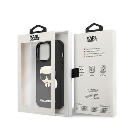 Karl Lagerfeld 3D gumi Karl`s Head - iPhone 14 Pro tok (fekete)