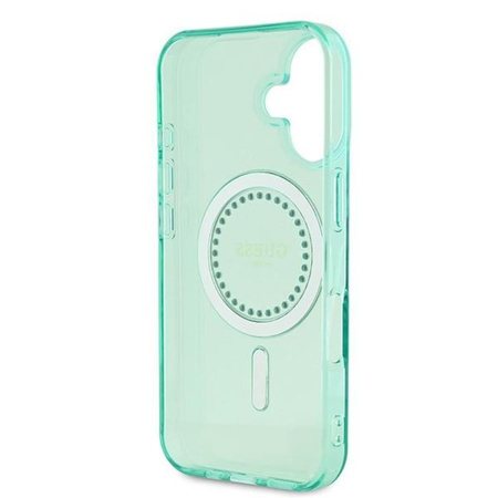 Pouzdro Guess IML Rhinestones MagSafe - iPhone 16 Plus (zelené)