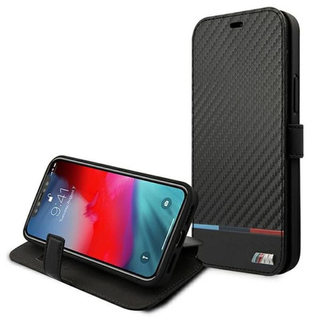 BMW Booktype M Carbon Stripe - Etui iPhone 13 Pro Max (czarny)