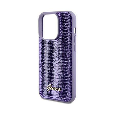 Guess Sequin Script Metal - pouzdro pro iPhone 14 Pro (fialové)