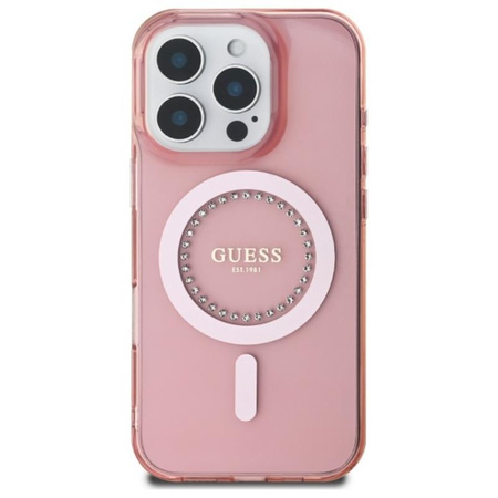 Guess IML Rhinestones MagSafe - Coque iPhone 16 Pro Max (rose)